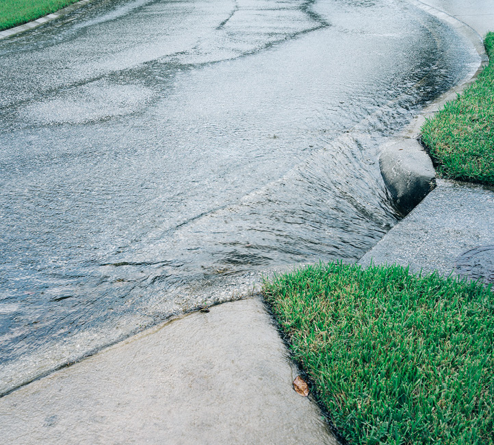 rainfall washing down stormdrain